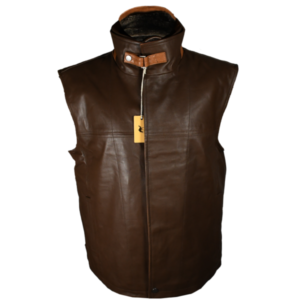 EBLJW-03 Leather Jacket Vest- Brown