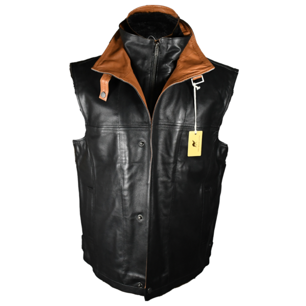 EBLJW-04 -Leather Jacket Vest-Black